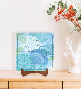 BK Gift Deniz Kabukları Tasarımlı Ahşap Standlı Puzzle Çerçeve-1