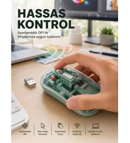 Şeffaf Tasarımlı Bluetooth Kablosuz Mouse Pilli Kullanım Yeni Nesil