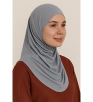 Pileli Tesettür Hijab Hazır Eşarp (Gri)