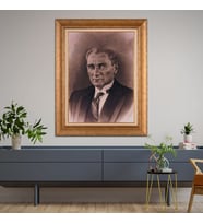Altın Paspartulu Atatürk  Çerçeveli Tablo C437 (Gold)