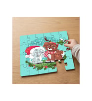 Noel İçin Hazırlanan Kedi ve Köpek Tasarımlı 24 Parça Ahşap Çocuk Puzzle MPK0439