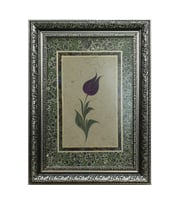 e38 EL İŞÇİLİĞİ EBRU PASPARTULU LALE EBRU TABLO 52*39 CM-6465