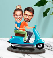 Kişiye Özel Motorlu Çift Tasarımlı Karikatür Biblo