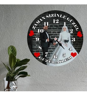 Zaman Sizinle Güzel Fotoğraflı Aile Duvar Saati
