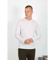 Erkek Penye Uzun Kol Pijama Takımı Ekru