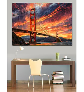 San Francisco Golden Gate Köprüsü Dekoratif Kanvas - Mdf Ahşap Tablo
