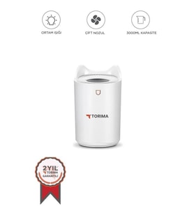 Beyaz 3000ml Ultrasonik Hava Nemlendirici ve Aroma Difüzörü