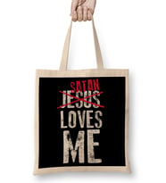 Funny Satanic Satan Loves Me Lucifer Gift Idea Bez Çanta Uzun Saplı