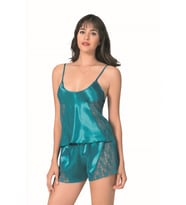 Giyim Petrol Saten Babydoll Şort Takımı