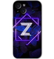 İphone 15 Plus Kılıf HD Desen Baskılı Kılıf - Dark Neon Yaprak Z Harfi