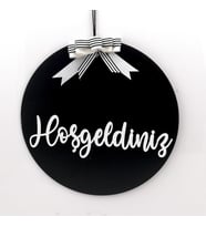 Lora Davet Ahşap Kapı süsü Hoşgeldiniz (1 Adet) Siyah - 54223