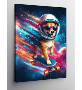 Kanvas Tablo Uzayda Köpek Astronot