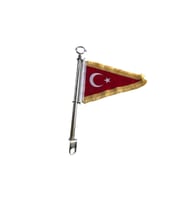 Motosiklet Üçgen Bayrak Gold Direkli (Makam Bayrağı)