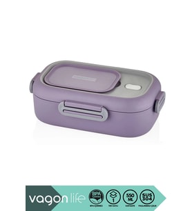 Bento 550ml Tek Katlı 2 Bölmeli Paslanmaz Çelik Yemek Kutusu