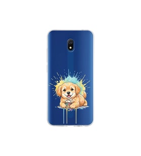 Redmi 8A ile Uyumlu Splash Köpek Tasarımlı Şeffaf Silikon Kılıf
