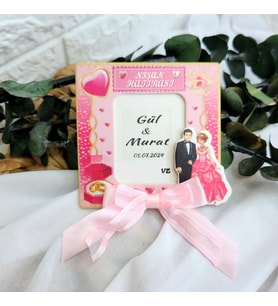 12 Adet Çerçeve Nikah Hediyelik Nikah Şekeri-