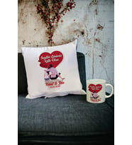 Sevgiliye Hediye Kupa Bardak ve Yastık Set 043 (Beyaz)