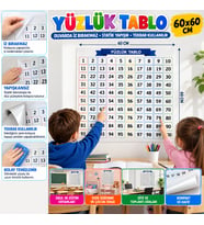 Matematik Öğreten Yüzlük Tablo Duvarda İz Bırakmaz Akıllı Kağıt Yapışkansız Statik 60x60 cm