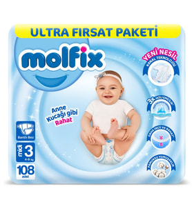 Nessiworld Bebek Bezi Ultra Fırsat Paketi 3 Beden 4-9 Kg 108 Adet
