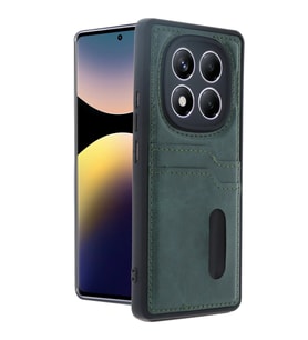 Note 14 4G Kılıf Sara Kartvizitli Deri Kılıf - Koyu Yeşil