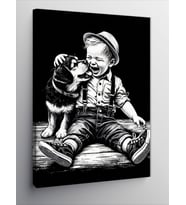Kanvas Tablo Sevimli Çocuk Ve Köpeği