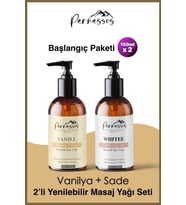 Parnassos Sade ve Vanilya Aromalı Masaj Yağı 150 ml Seti - Doğal ve Tatlı Masaj Deneyimi
