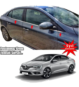 Renault Megane 4 Sedan Cam Çıtası Krom Nikalejı  2016 Sonrası