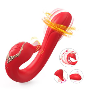 PRIME TOYS Swan Şarjlı Dil Hareketli Bükülebilir G Nokta ve Klitoris Uyarıcı 2 in 1 Vibratör