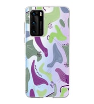 Huawei P40 Uyumlu Kapak Abstrackt Tasarımlı Şeffaf Silikon Kılıf