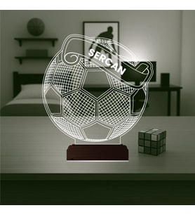Luvivia Futbolcu Hediye Futbol Topu Kişiye Özel 3D Lamba - Masa Gece Lambası