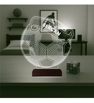 Luvivia Futbolcu Hediye Futbol Topu Kişiye Özel 3D Lamba - Masa Gece Lambası