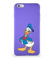 Apple iPhone 6 Plus Soft Premier Kapak Donald Duck-C Tasarımlı Silikon Kılıf - Mor (Şeffaf)