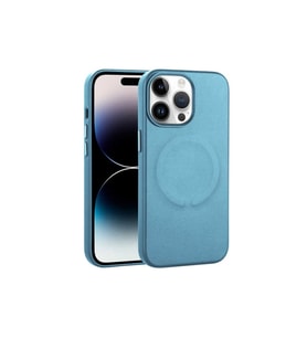 Apple iPhone 14 Pro Max Uyumlu Kılıf PU Deri M-safe Wireless Şarj Özellikli Zore Derix Kapak (Mavi)