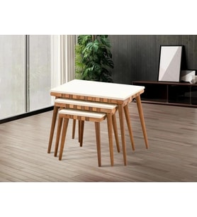 NİVEMESHOME SAFARİ CEVİZ-KREM ZİGON SEHPA