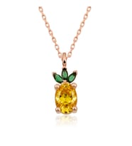Gümüş Rose Ananas Figür Meyve Kolye