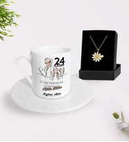 BK Gift Kişiye Özel Öğretmenler Günü Türk Kahvesi Fincanı ve İsimli Papatya Kolye Hediye Seti- 17, Öğretmene Hediye, Öğretmenler Günü