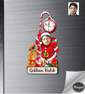 Kişiye Özel Yılbaşı Erkek Ahşap Magnet -6