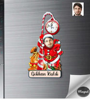 Kişiye Özel Yılbaşı Erkek Ahşap Magnet -6