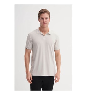 Cazador Regular Fit Örme Dokulu Açık Gri Erkek Polo Yaka T-shirt 42040