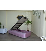 Baza Sandıklı 13426 TAY TÜY PEMBE  Kumaş MODEL Metal Fırın Boya 90*190 El Yapım