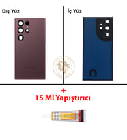 Samsung S22 Ultra Bordo Arka Pil Kapağı Batarya Kapağı Lazer Kesim + B-7000 Yapıştırıcı