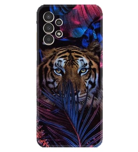 Samsung Galaxy M14 Kılıf Resimli Desenli Baskılı Silikon Flowers Tiger 1319
