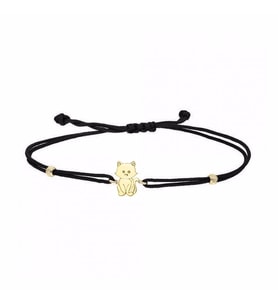 14 Ayar Altın Minimal Kedi İpli Bileklik