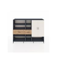 Hyperion Dolap 10 Raflı 2 Çekmeceli 2 Kapaklı 220x44x163 Antrasit-Aytaşı/Çam