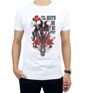 Hidz Skull Til Death Kurukafa Unisex Tişört (Tip 5) (Beyaz)