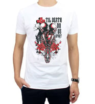 Hidz Skull Til Death Kurukafa Unisex Tişört (Tip 5) (Beyaz)
