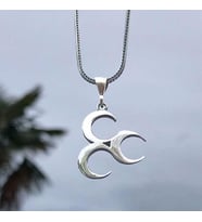 Sade Üç Hilal Gümüş Erkek Kolye (Siyah)