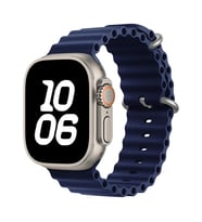 Apple Watch Ultra 49mm Uyumlu Kordon Ocean Silikon Yumuşak Esnek Metal Tokalı Zore KRD-75 Kayış (Lacivert)