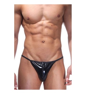 Erkek Deri Fermuarlı Erotik G-String Kilot İç Çamaşır