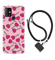 INFINIX Hot 8 9 10 11S Hot 10 Play 10T Kılıf Boyun Askılı Silikon Heart Lollipop 1414